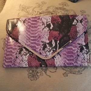 BCBGeneration Raspberry Faux Snakeskin  Envelope Clutch